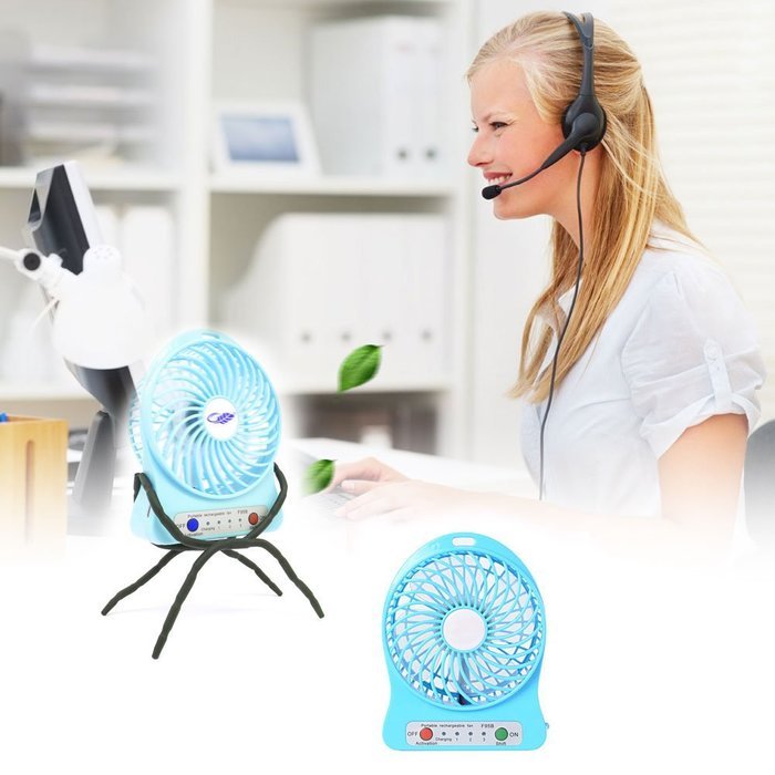 Xcellent Global 4 Inch Vanes Portable Fan USB Handheld Rechargeable Battery Powered Desktop Fan with 3-level Speed... N25