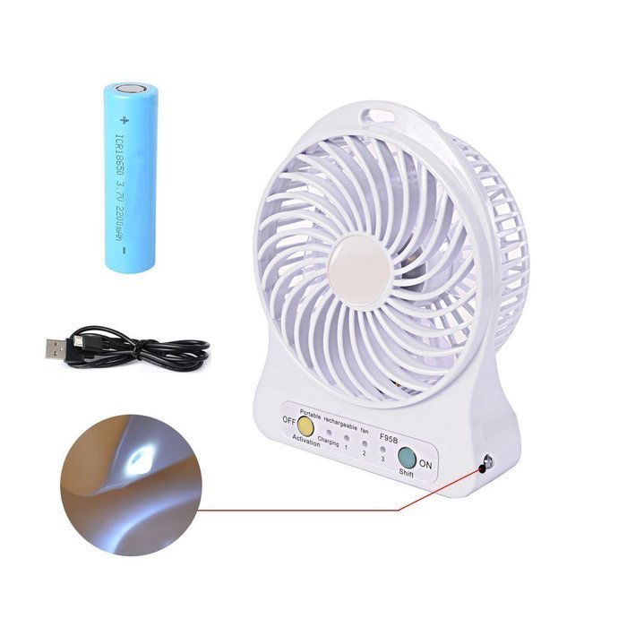 Xcellent Global 4 Inch Vanes Portable Fan USB Handheld Rechargeable Battery Powered Desktop Fan with 3-level Speed... N26