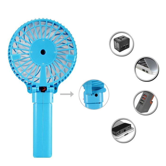 Dealpeak Mini Rechargeable Foldable USB Handheld Fan Fast Cooling Fan Cooler (pink) N10