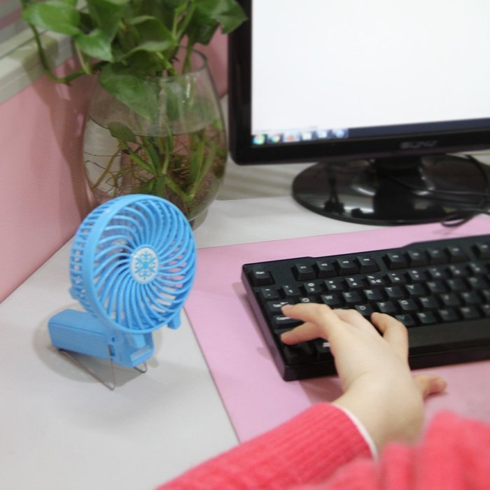 Dealpeak Mini Rechargeable Foldable USB Handheld Fan Fast Cooling Fan Cooler (pink) N12