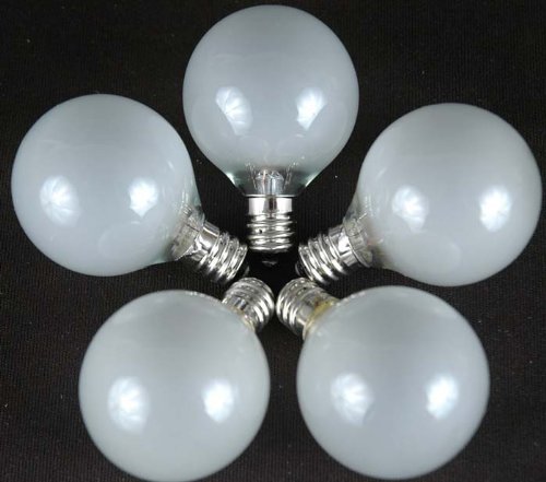 Novelty Lights, Inc. G40-E12-5W-S-FR Globe Outdoor Patio Party Christmas Replacement Bulbs, Frosted White, 25...