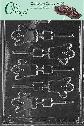 Cybrtrayd H043 Halloween Chocolate Candy Mold, Small Ghost Lolly