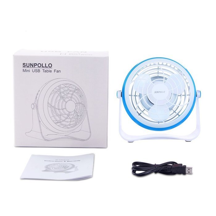 SUNPOLLO Desktop USB Fan, Mini Table Fan for Home and Office (USB Powered, Large Airflow, Personal Cooling, Quiet... N14