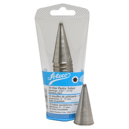 Ateco Star Pastry Tube Set, Stainless Steel Seamless Design, Set of 10 Asst.