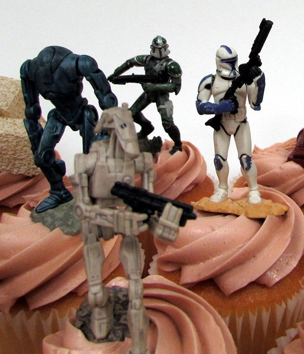 STAR WARS 14 Piece CUPCAKE Topper Set Featuring Storm Troopers, Soldiers, Kit Fisto and Asajj Ventress, Themed...