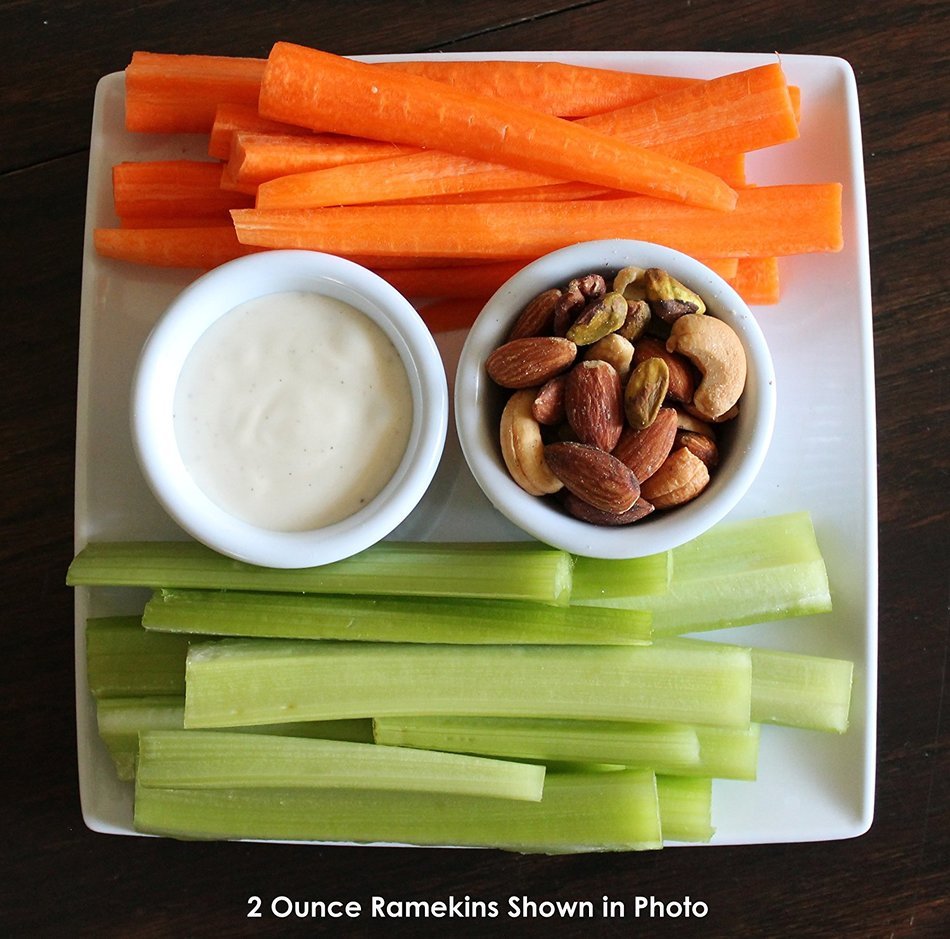 Clipper Fluted Round Stackable Small Melamine Condiment Ramekins with Pan Scraper, White (12-Pack, 2 Ounce)