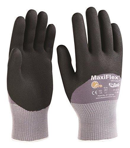 MaxiFlex Ultimate 34-875/M Seamless Nylon Glove, Nitrile Foam Grip on Palm, Fingers and Knuckles, Size: Medium...