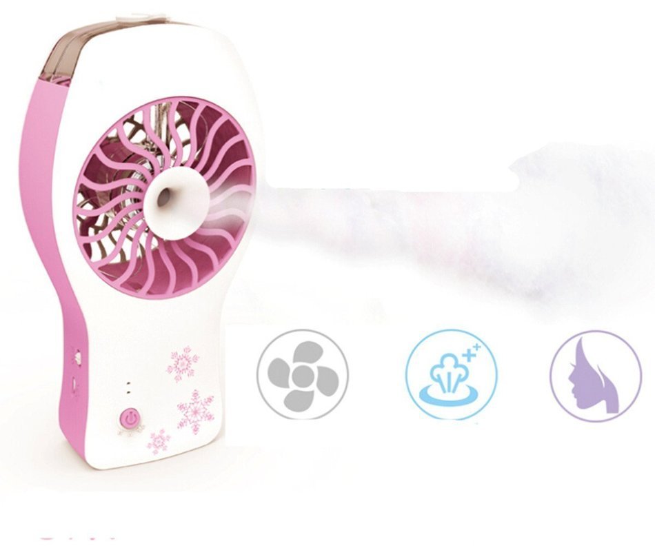 Wdnba Handheld USB Mini Misting Fan with Personal Cooling Humidifier office outdoor travel Fan (Pink)