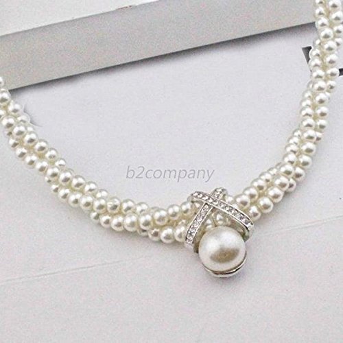 Fashion Jewelry Pendant Crystal Chunky Pearl Bib Chain Statement Necklace B42 N2