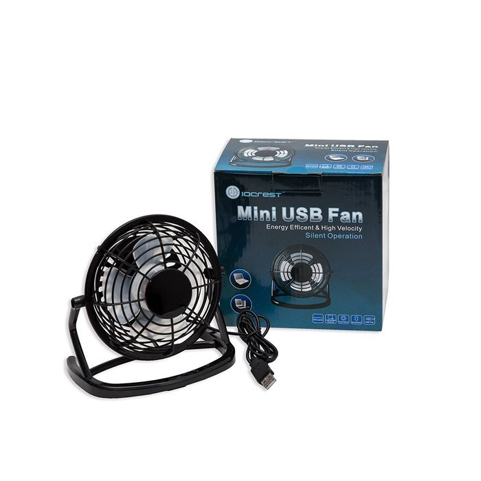 Connectland USB Mini Desktop Fan, Home and Office, Light Weight Plastic Black Oscillatory, Battery CL-ACC65015 N8