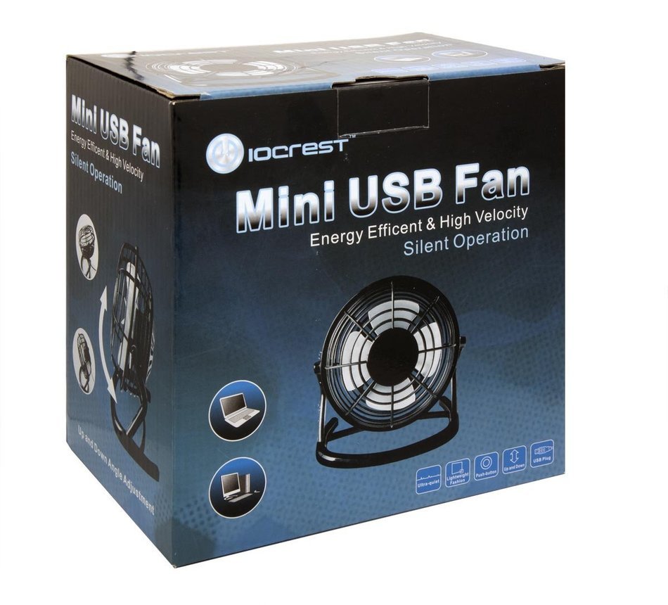Connectland USB Mini Desktop Fan, Home and Office, Light Weight Plastic Black Oscillatory, Battery CL-ACC65015 N9