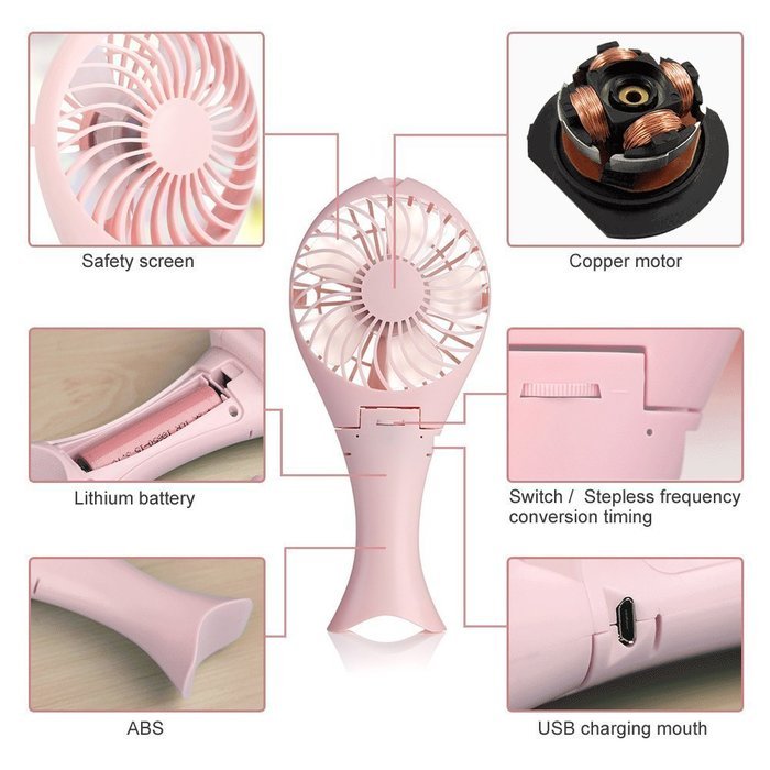 BearsFire&reg; Mermaid Fan Portable Battery Fan USB Mini Foldable Personal Cooling Fans with Umbrella Hanging and... N19