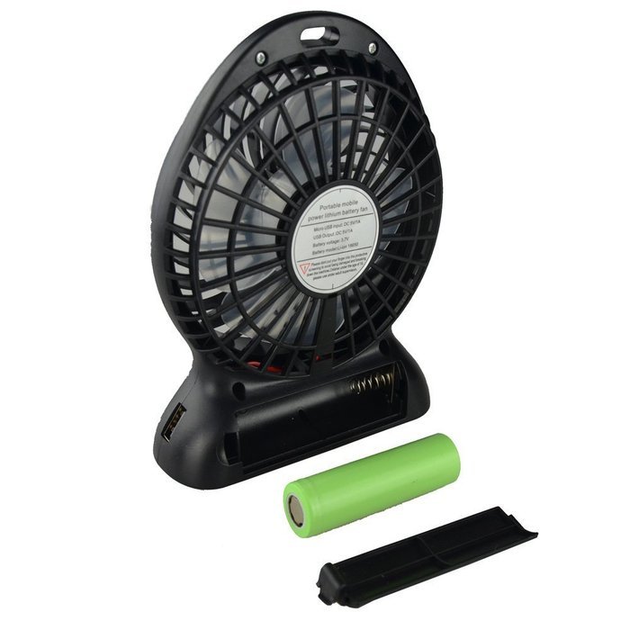 Baaaq Mini USB 3 Speeds Rechargeable Portable Table Fan with Emergency Power Bank, Black N13