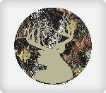 6 Inch Round - Mossy Oak Break-Up Deer Silhouette - Edible Cake or Cupcake Topper