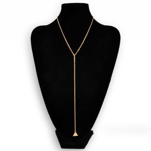 Fashion Womens Triangle Dangle Bar Tassel Pendant Long Layering Chain Necklace N3