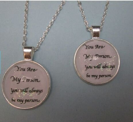 Set of 2 You Are My Person You will always be my person white sparkles necklace, best friends family couples