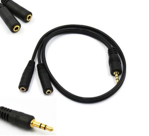 2x Female 3.5mm Audio Aux Cable Male to Stereo Extension Headphone Splitter Cord N4