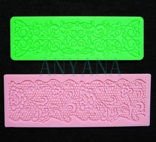 Anyana 2pcs Flower Lace mat Silicone Mold Mould Fondant Cake Decoration Baking Tool paste