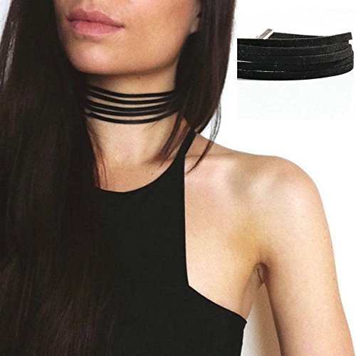 Velvet Choker Black Necklace Ribbon Vintage Gothic Multilayer Collar Necklace CN N3