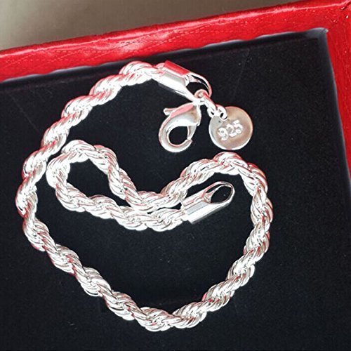 Fashion Womens 925 Sterling Silver Twisted Rope Chain Bracelet Jewelry N3