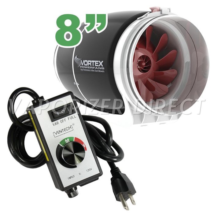 8" inch Vortex S Line S-800 Power Fan 728 CFM by Atmosphere + VenTech Variable Fan Speed Controller N2