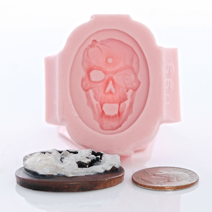 Gothic Skull Cameo Silicone Mold Food Safe Fondant, Chocolate, Candy, Resin, Polymer Clay, Jewelry, Craft Mold N3