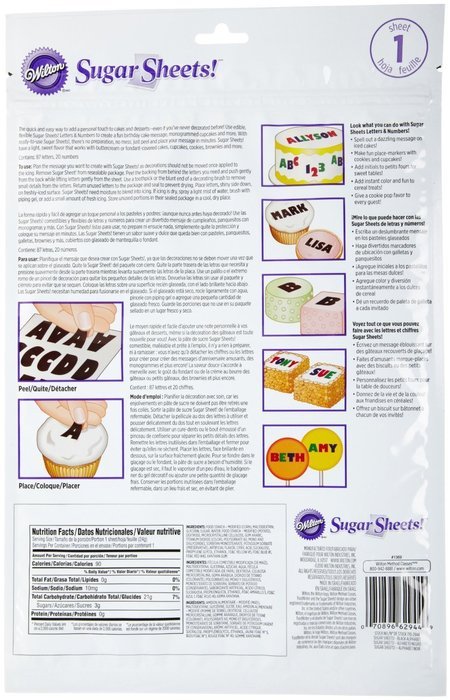 Wilton Black Alphabet, Pre-Cut Sugar Sheets Edible Decorating Paper N2