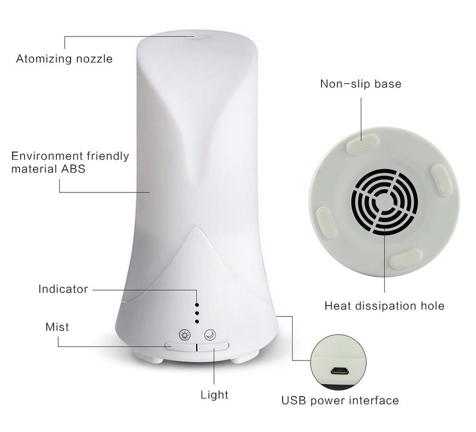 YoCoo 50ml USB Ultrasonic Essential Oil Aroma Diffuser with Time Setting, Cool Air Humidifier, Warm White LED... N4