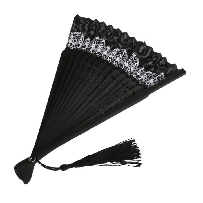 Hollow Rib Flower Hand Fan Folding Fan Pocket Fan (Blue) N30