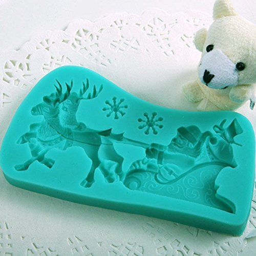 Martha Art Craft - Sugarcraft Decorating Kit - Christmas Molds Silicone Theme Santa Claus Sleigh Molds (Random...