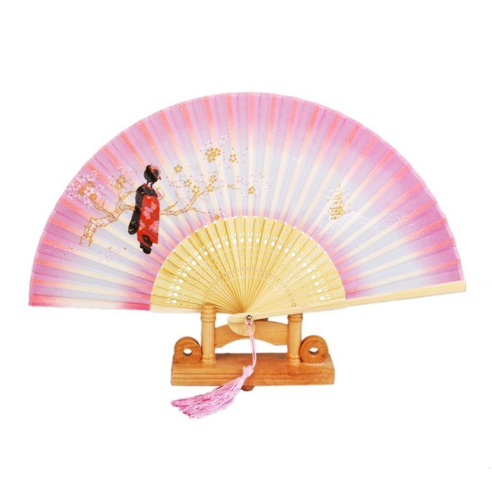 Hollow Rib Flower Hand Fan Folding Fan Pocket Fan (Blue) N36