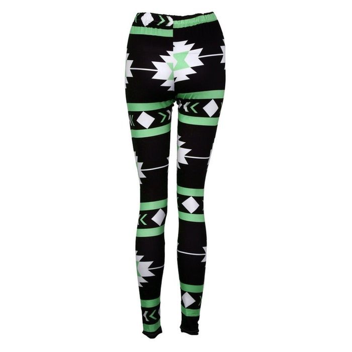 PHOTNO Casual Women Lady Skinny Geometric Print Stretchy Jegging Pants Slim Leggings N24