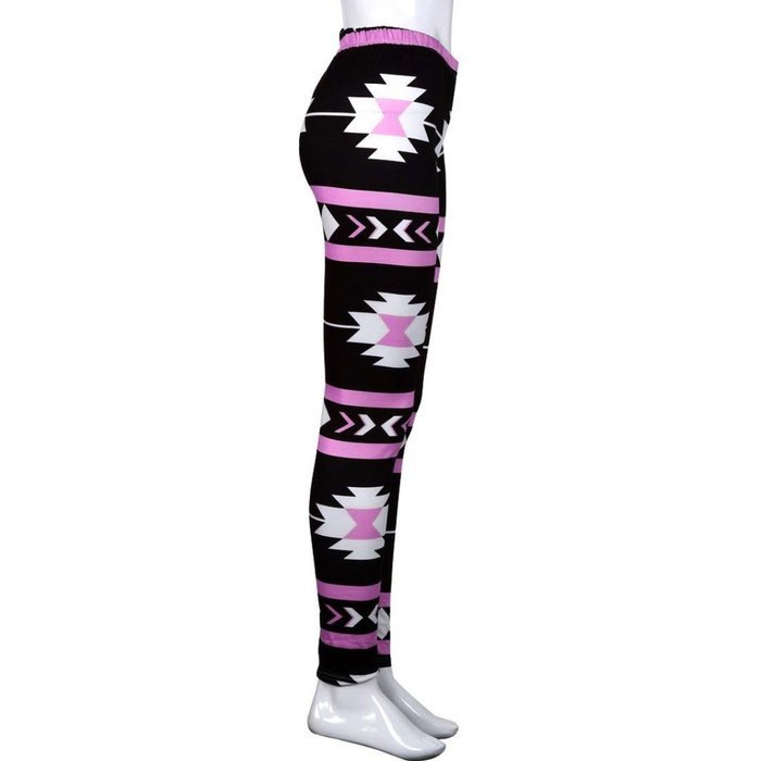 PHOTNO Casual Women Lady Skinny Geometric Print Stretchy Jegging Pants Slim Leggings N25