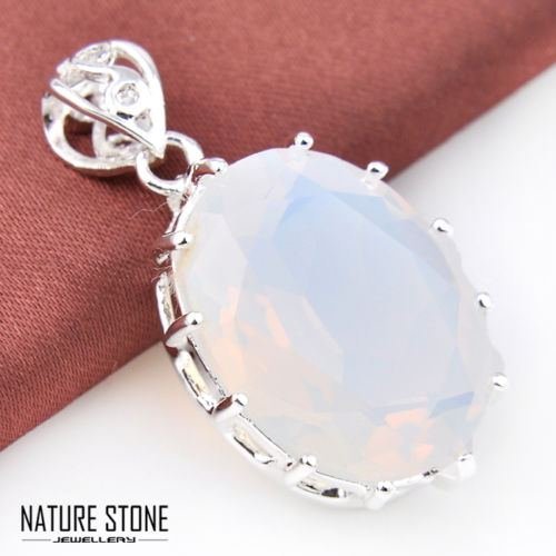 Special Price Rainbow Moonstone Gemstone Silver Necklace Pendants Jewlery Gift N3