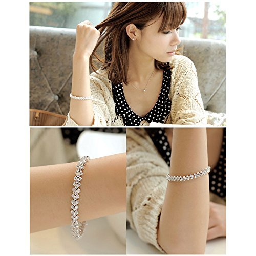 Lady Platinum Plated Austrian Crystal Bracelet Chain Jewelry Accessories Silver N2
