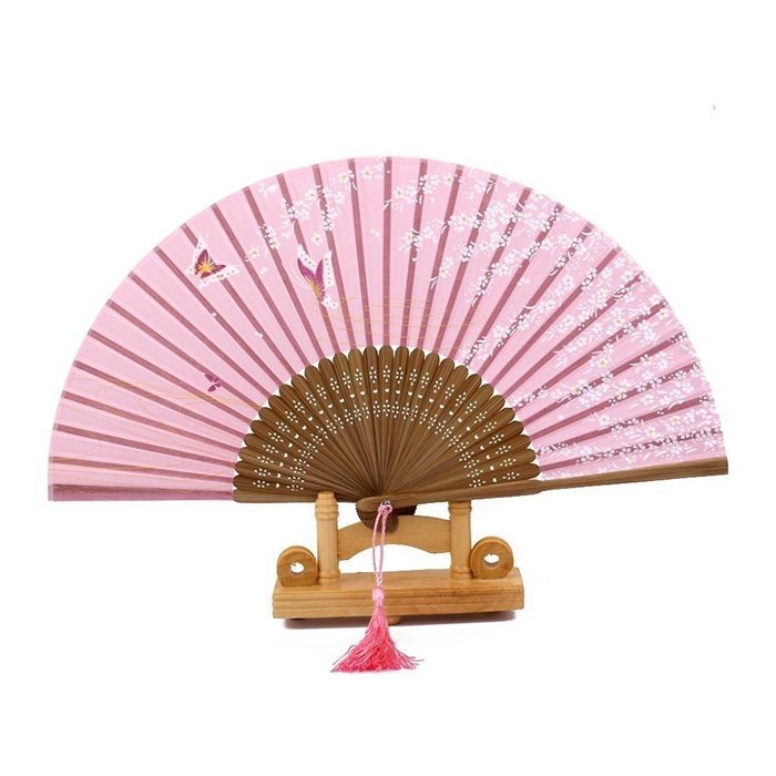 ROSENICE Chinese /Japanese Folding Hand Fan 21CM - Butterfly Sakura Pattern (Pink) N8