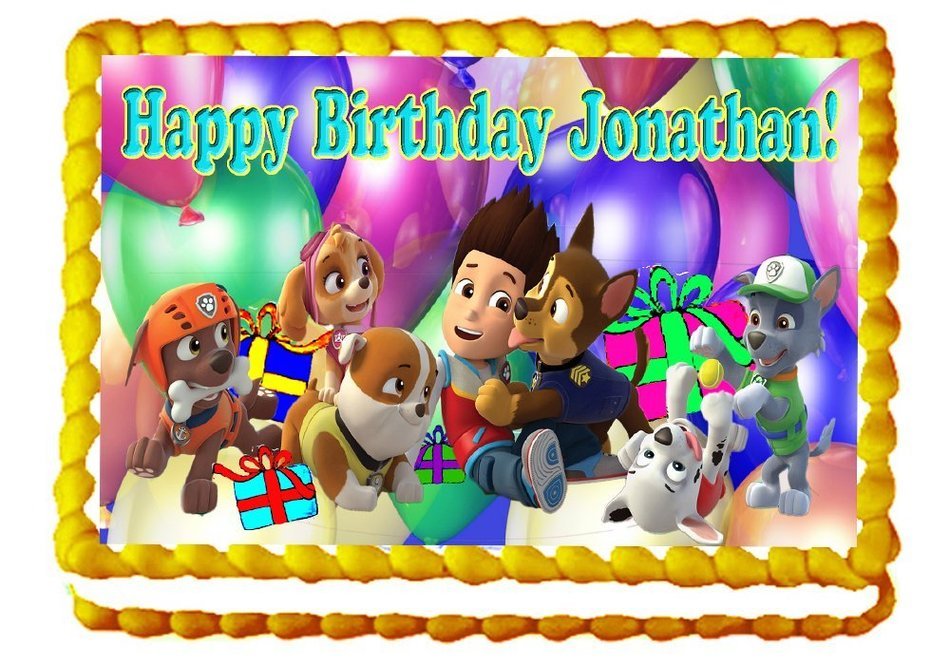 Cassie's Kitchen Paw Patrol Birthday Party Sheet Edible Photo, Personalized