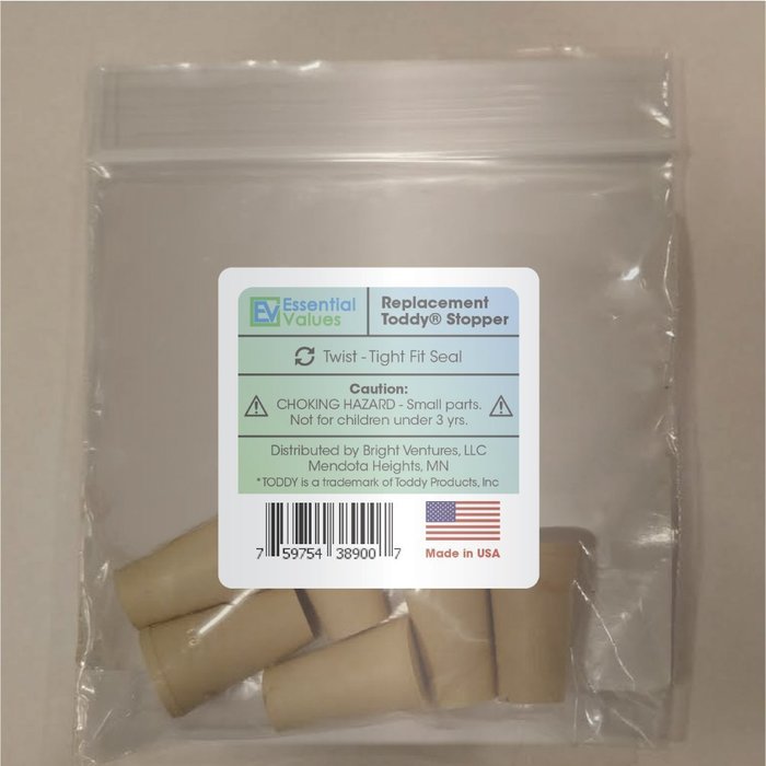 Toddy Stopper / Plug Replacements by Essential Values, Made In USA, (2 Pack)