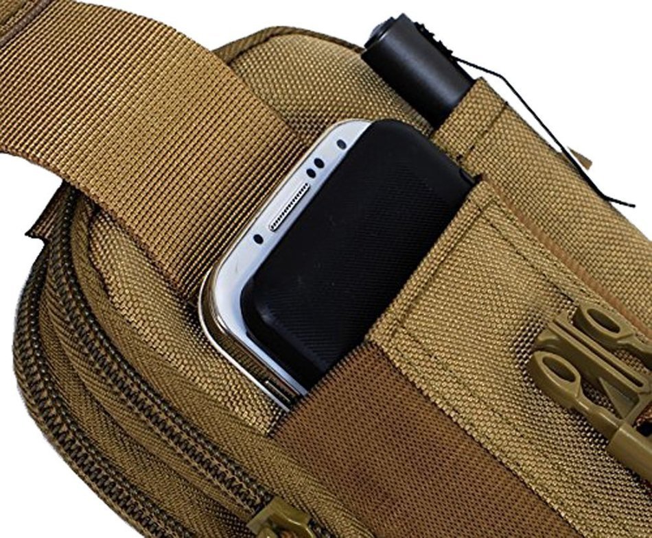 LefRight Nylon Tough Duty Military Tactical Molle EDC Compatible Universal Security Pack Casual Waist Bag, Coyote... N2