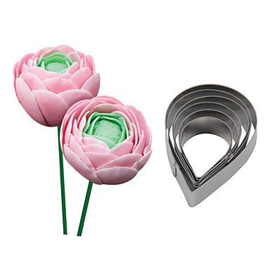 Sher FOUR-C Stainless Steel Rose Drop Flower Cutter Fondant Sugar Craft Cupcake Mold Baking Moulds Cookie Decorating...