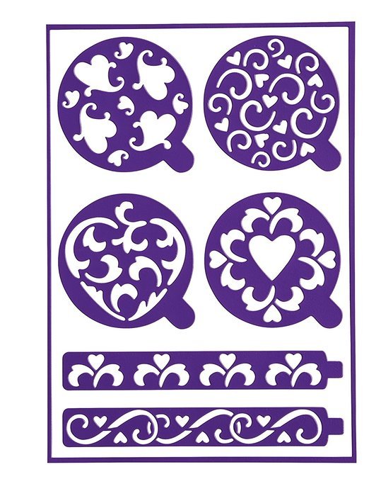 Wilton 417-5158 Stick N Stay Stencils, Hearts N2