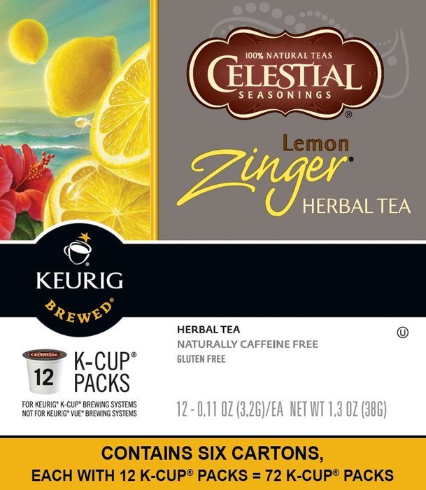 Celestial Seasonings Lemon Zinger Herbal Tea, K-Cup Portion Pack for Keurig K-Cup Brewers, 24-Count N3