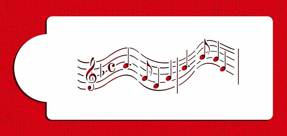 Designer Stencils C158t Musical Notes Cake Stencil (Short Version), Beige/semi-transparent