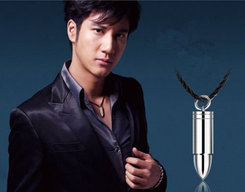 Men Silver Steel Bullet Pendant Necklace Chain Cool Jewelry Gift 2016 N4