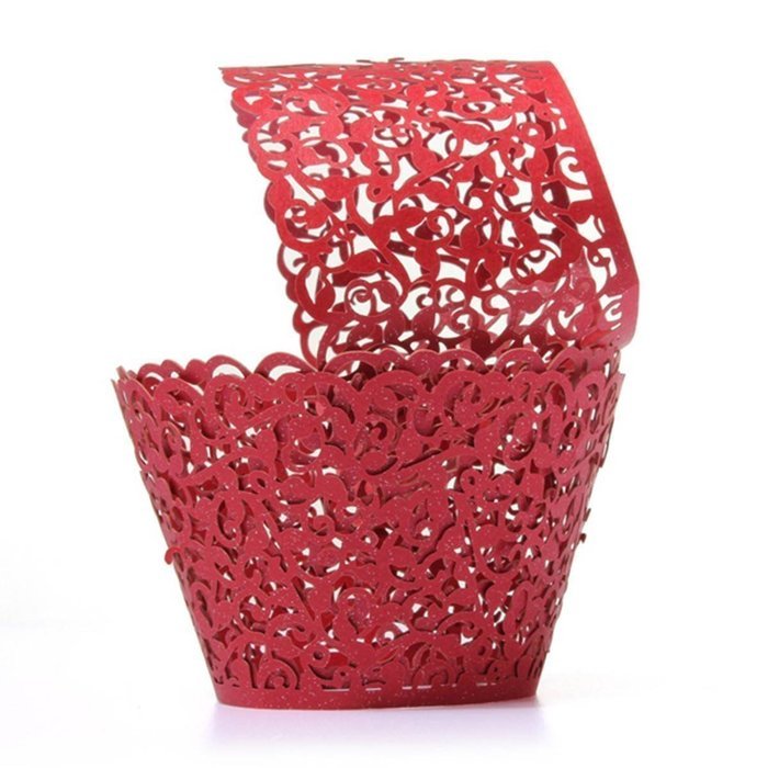 Sharing Star 100 Pieces Filigree Artistic Muffin Case Cupcake Paper Cup Liner Little Vine Lace Laser Cupcake Wrappers... N4