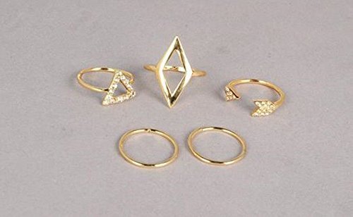 4 PCs Fashion Women Jewelry Gold Plated Rhinestone Ring Set Gift SIZE 5~10