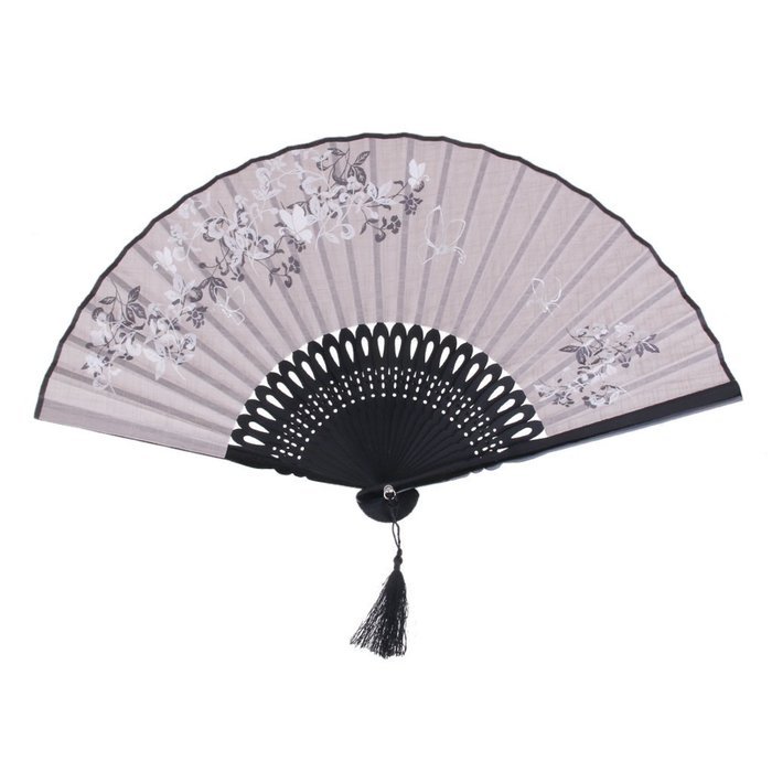Vintage Flax Leaf Butterfly Bamboo Hand Fan Lady's Fan Pocket Fan - Purple N32