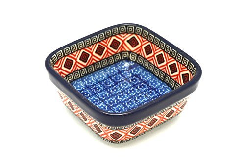Polish Pottery Ramekin - Square - Aztec Sun