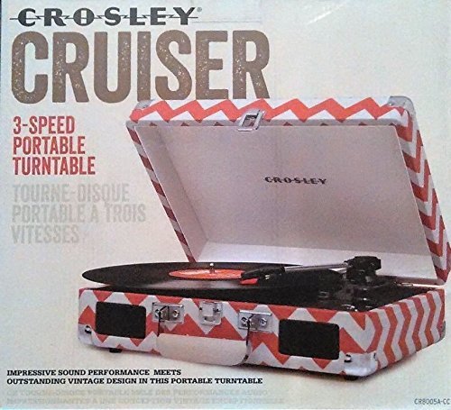 Crosley Cruiser CR8005A-CC 3-Speed Portable Audio Ready Turntable W/built in Speakers/Headphone Jack