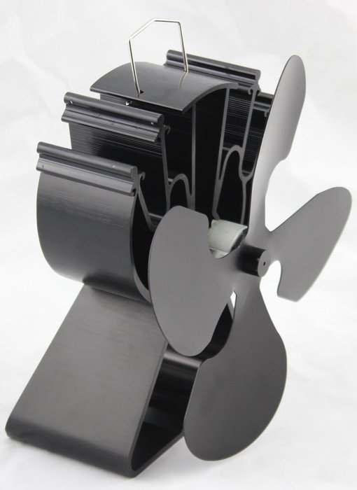 Heat Powered 4 Blade Stove Fan From Boone Hearth for Wood Stoves. FREE Stove Thermometer Included. N3